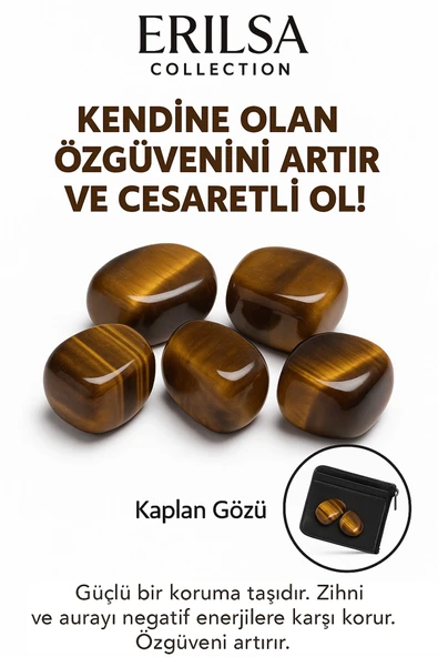 Sertifikalı Cüzdan Boy Kaplan Gözü Taşı Kütle - Cesaret ve Kararlılık Kazandırır ürün görseli 1