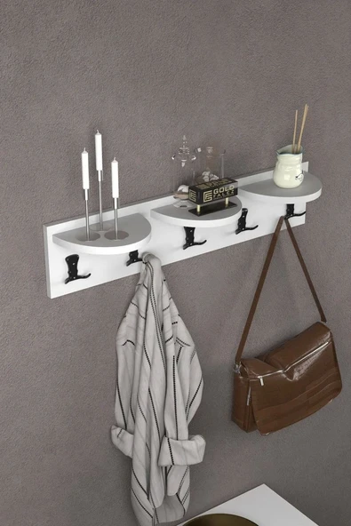 Askılık Duvar Elbise Askılığı Portmanto 80 Cm Beyaz ürün görseli 1