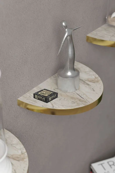 Duvar Rafı Dekoratif 3 Adet Çiçeklik Oval Altın Efes ürün görseli 1