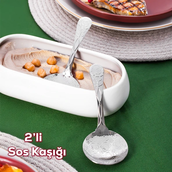 Porsima 5216 Metal Gümüş 2li Sos Kaşığı 13cm ürün görseli 1