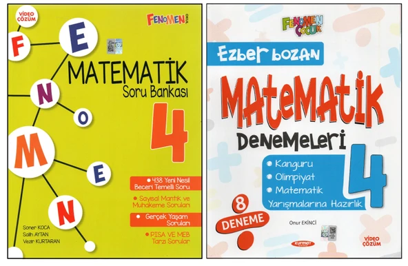 FENOMEN 4. SINIF MATEMATİK SORU BANKASI+EZBER BOZAN MATEMATİK DENEMELERİ (2 KİTAP) ürün görseli 1