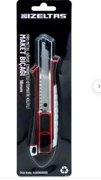 PRO METAL GÖVDE MAKET BIÇAĞI EMNİYETLİ OTOMATİK KİLİTLENMELİ 18 MM ürün görseli 1