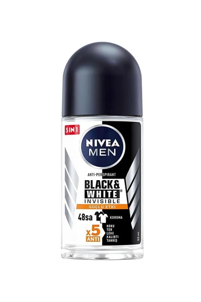 Nivea Men Invisible Black & White Güçlü Etki 50 ml Erkek Roll-On ürün görseli 1
