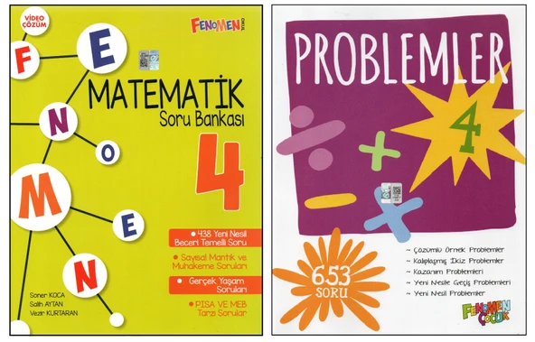 FENOMEN ÇOCUK 4. SINIF MATEMATİK SORU BANKASI+PROBLEMLER (2 KİTAP) ürün görseli 1