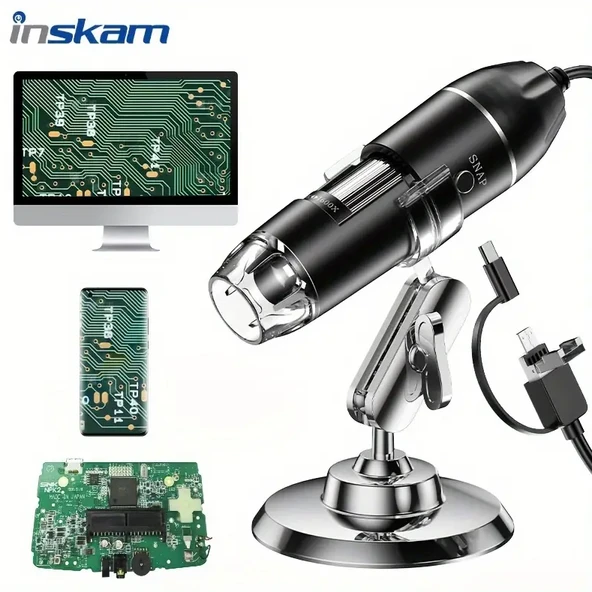 Inskam 1600X 200W 3'ü 1 Arada Dijital Mikroskop Kamera ürün görseli 1