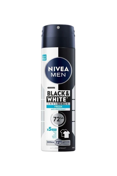 Nivea Men Invisible Black & White Fresh 150 ml Erkek Deodorant ürün görseli 1
