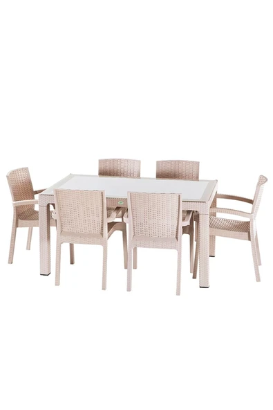 KASTAMONU PLASTİK Violet Rattan  Trend Lüx 6 Kişilik Masa Takımı 90 x 150 cm ürün görseli 1