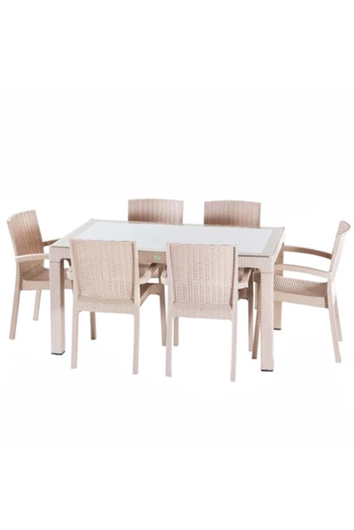 KASTAMONU PLASTİK Kastamonu Masa Takimi 0941 (80*140) Cappuccino ürün görseli 1