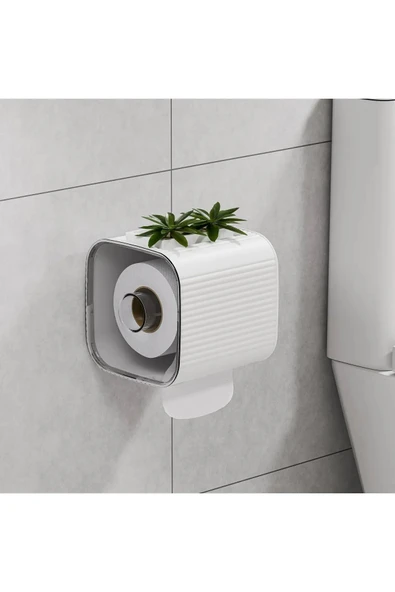 Buclee Beyaz  Yapışkanlı Banyo Tuvalet Kağıtlığı - Wc Peçetelik, Kağıtlık Tutucu  Kağıtlık Organizeri ürün görseli 1