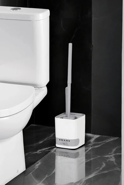 Buclee Sara 2li Su Akıtmayan Yapışkanlı Banyo Lavabo Wc Tuvalet Temizleme Fırçası- Beyaz ürün görseli 1