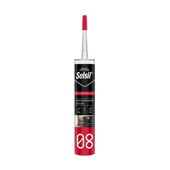 SELSIL 08 RTV YUKSEK ISI SILIKONU 280 ML KIRMIZI ürün görseli 1