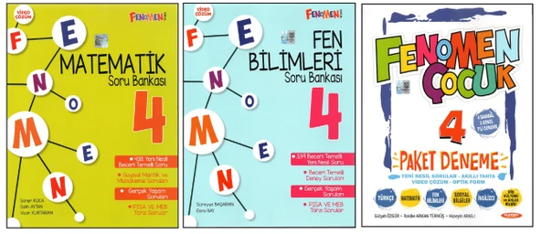 FENOMEN 4. SINIF MATEMATİK+FEN B.+PAKET DENEME (3 KİTAP) ürün görseli 1