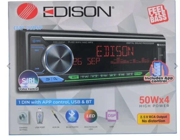 Edison EMP-94DSP 4 Anfi Çıkışlı +Usb+Dsp+Bluetooth+Multicolor+FM+Aux+4x50 Watt Oto Teyp ürün görseli 1