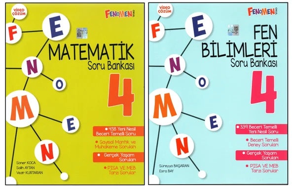 FENOMEN 4. SINIF MATEMATİK+FEN BİLİMLERİ SORU BANKASI ( 2 KİTAP) ürün görseli 1