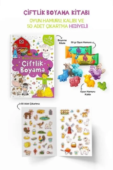Çiftlik Boyama Kitabı Oyun Hamurlu (3 Yaş+) ürün görseli 1