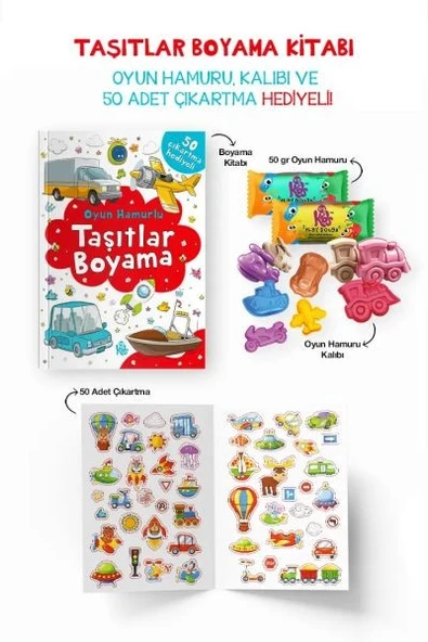 Taşıtlar Boyama Kitabı Oyun Hamurlu (3 Yaş+) ürün görseli 1