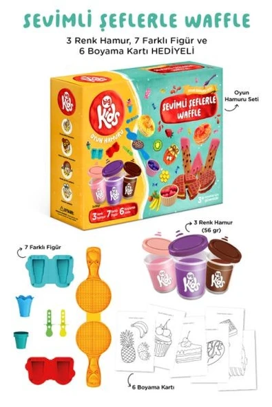 Sevimli Şeflerle Waffle Oyun Hamuru Seti 16 Parça 340 Gr ürün görseli 1