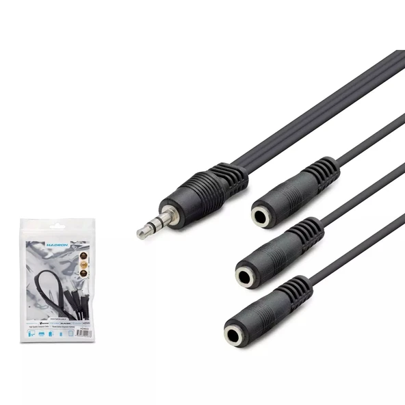 Hadron Hdx1023 3.5Mm To 3 3.5Mm F Kablo 2Line 30Cm Siyah ürün görseli 1