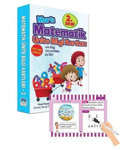 Martı 2.Sınıf Matematik Ünite Bilgi Kartları Yaz Sil Kalemli ürün görseli 1