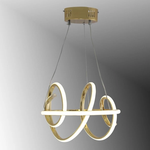 TT005-SR TT Aydınlatma Burgu Modeli Gold Sarı Kaplama Led Avize ürün görseli 1