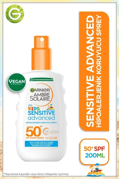 Garnier Ambre Solaire Sensitive Advanced Çocuk Hipoalerjenik Güneş Koruyucu Sprey SPF50 200 ml ürün görseli 1