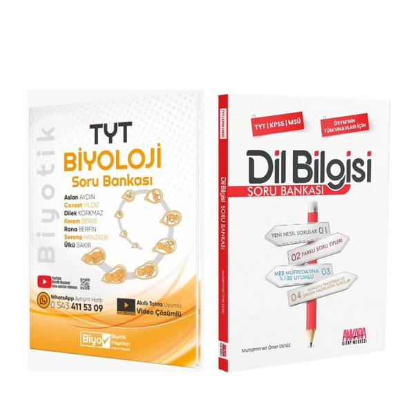 Biyotik TYT Biyoloji ve AKM Dil Bilgisi Soru Bankası Seti 2 Kitap ürün görseli 1
