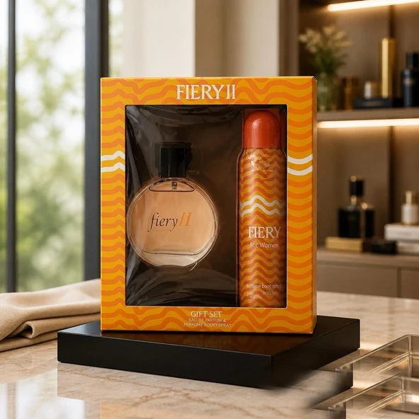 2 Adet X Fiery 2 Set 100ML Edt + 150 ml Deodorant Bayan - Resim 2