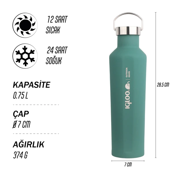 Igloo Pentagon Termos 750ml-YEŞİL - Resim 9