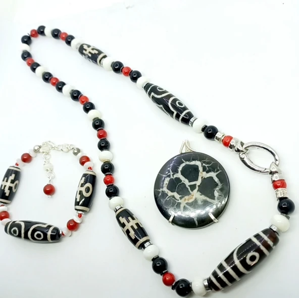 2284 Septarian Mercan Obsidyen el yapımı kolye ürün görseli 1