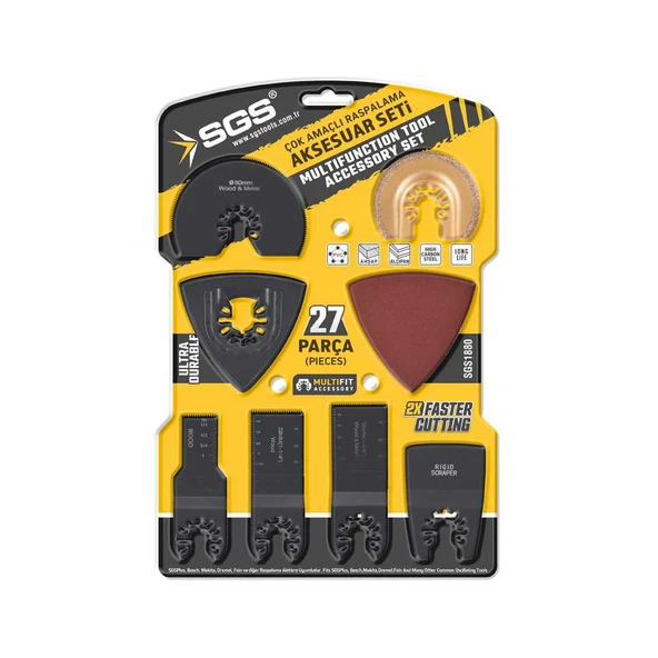 SGS PROFESYONEL MULTI-TOOLS KESİCİ VE RASPALAMA AKSESUAR SETİ 27 PARÇA ürün görseli 1