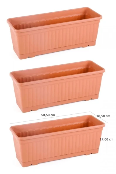 Serinova 3 Adet Kemer Balkon Saksı 11 Litre /50cm Uzunluk 18,5cm En ürün görseli 1