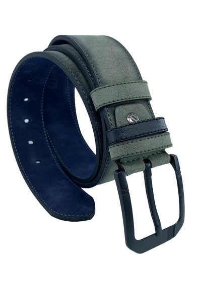 Haki Yeşil Süet Suni Deri Desenli Model 4.5 cm.lik Unisex Spor Kemer - 4510-10-ST ürün görseli 1