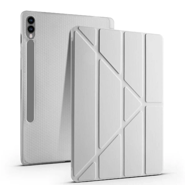 Samsung Galaxy Tab S9 Plus X810 12.4 İnç Katlanabilir Kalemlikli Standlı Akıllı Kılıf  Gri ürün görseli 1