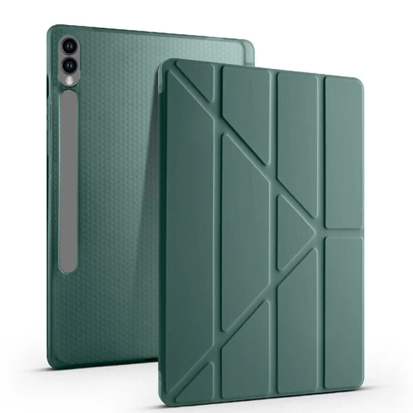Samsung Galaxy Tab S9 Plus X810 12.4 İnç Katlanabilir Kalemlikli Standlı Akıllı Kılıf  Haki ürün görseli 1
