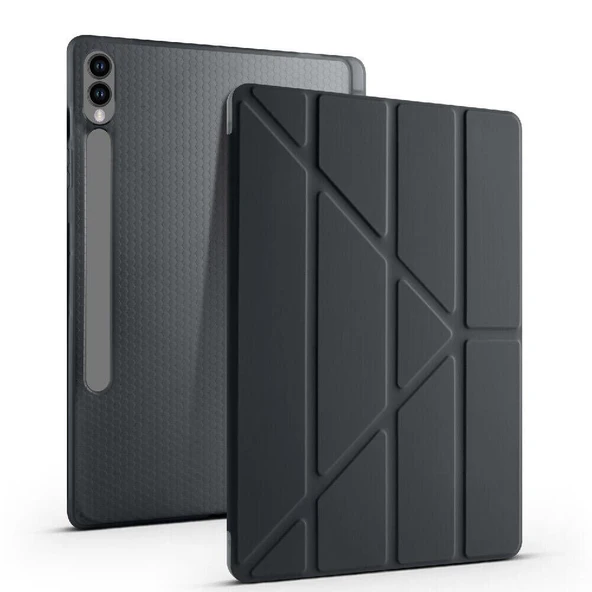 Samsung Galaxy Tab S9 Plus X810 12.4 İnç Katlanabilir Kalemlikli Standlı Akıllı Kılıf  Siyah ürün görseli 1