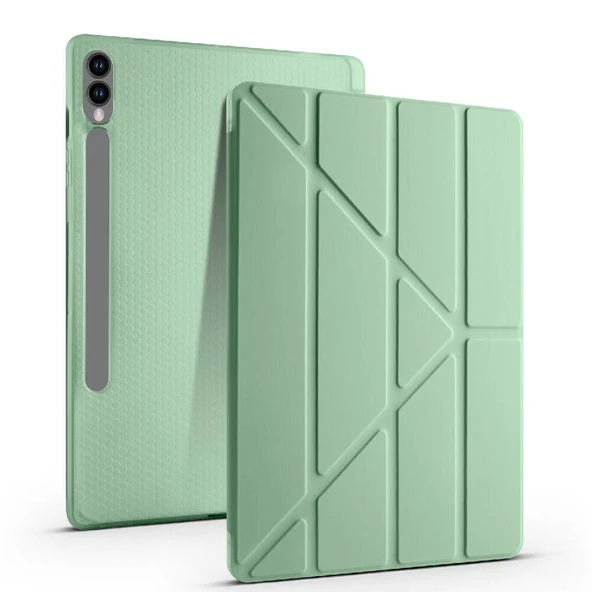 Samsung Galaxy Tab S9 Fe Plus X610 12.4 İnç Katlanabilir Kalemlikli Standlı Akıllı Kılıf  Yeşil ürün görseli 1