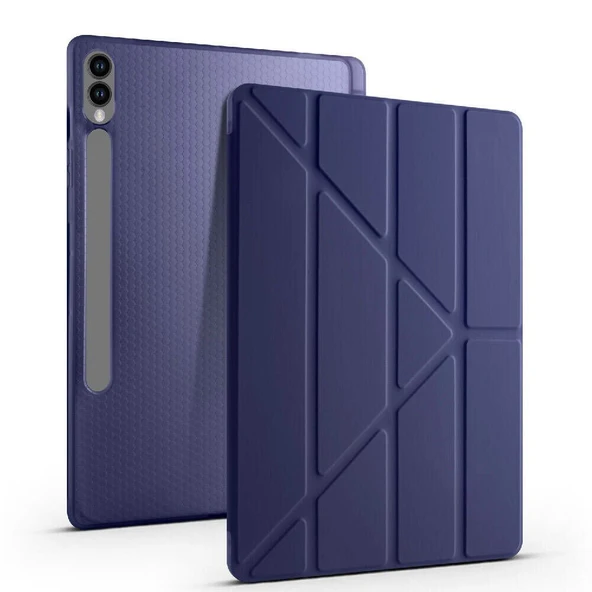 Samsung Galaxy Tab S9 Fe Plus X610 12.4 İnç Katlanabilir Kalemlikli Standlı Akıllı Kılıf  Lacivert ürün görseli 1
