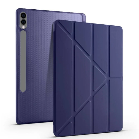 Samsung Galaxy Tab S9 Plus X810 12.4 İnç Katlanabilir Kalemlikli Standlı Akıllı Kılıf  Lacivert ürün görseli 1