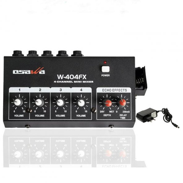 Osawa W-404FX 4 Kanal Mini Mikser - Mikrofon Çoklayıcı ( Adaptör Hediyeli ) ürün görseli 1