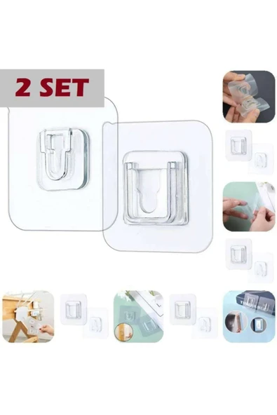 Mucit Home 2'li Set Geçmeli Klips Eşya Sabitleme Askısı Tablo Ayna Resim Sabitleme Aparatı ürün görseli 1