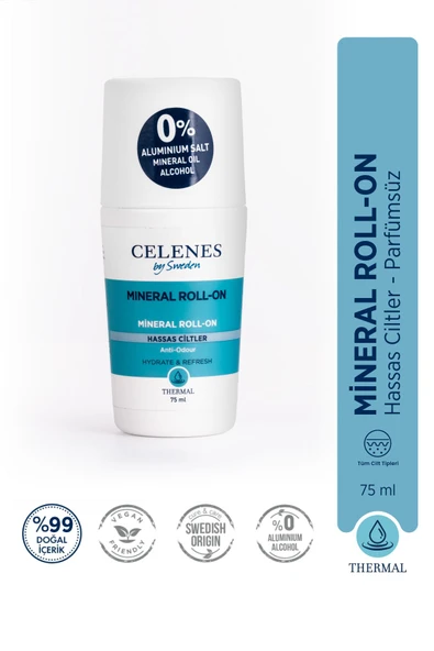 Celenes Alüminyum - Parfüm Içermeyen Hassas Ciltler Için Thermal Roll On Ve Deodorant Parfümsüz 75 ml ürün görseli 1