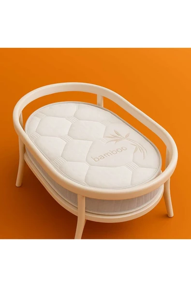 Brzn Yatak BRZN 60x95x15 bambu kumaş oval beşik yatagı ürün görseli 1