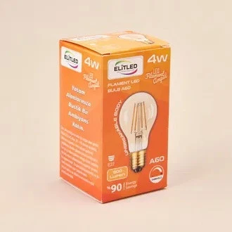 ELİTLED A60 RUSTİK E 27 DUY 4 WATT LED AMPUL DİM EDİLİR. ürün görseli 1