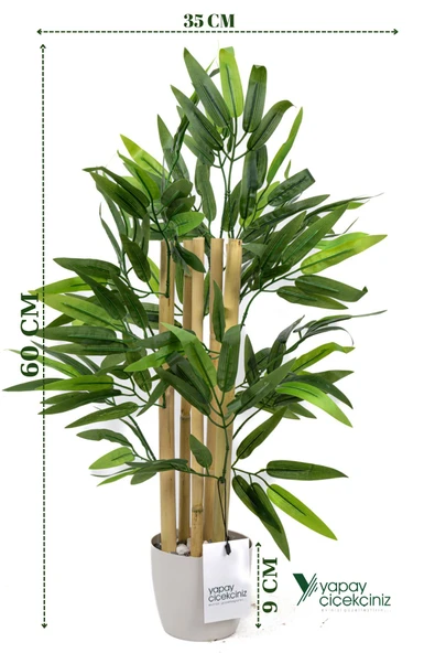 Taş Detaylı Saksıda 60 Cm Yapay Bambu Ağacı ürün görseli 1