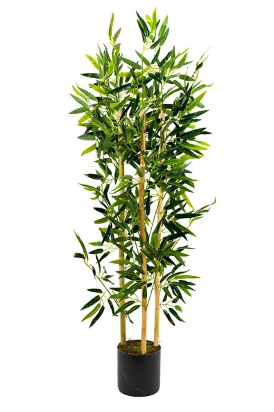 Yapay Yoğun Yapraklı Dekoratif Bambu Ağacı 3 Gövde 120cm ürün görseli 1