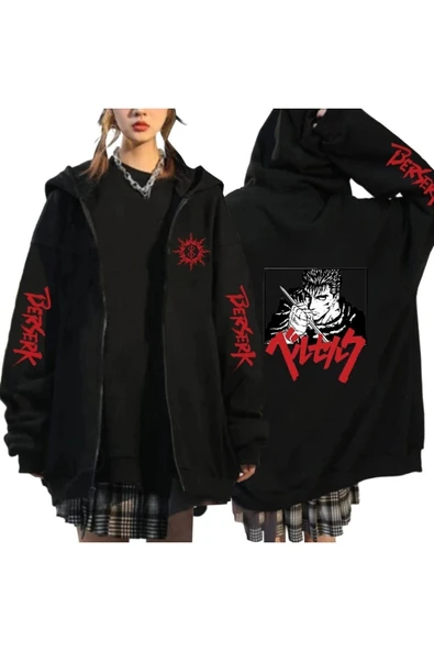 Hunors Sportswear & Company Berserk Anime Fermuarlı Hoodie Model 104 ürün görseli 1