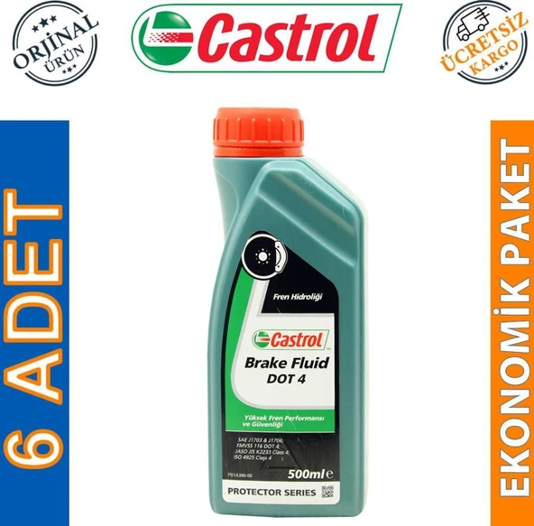 Castrol Brake Fluid Dot 4 500 Ml Fren Hidrolik Sıvısı 6 Adet ürün görseli 1