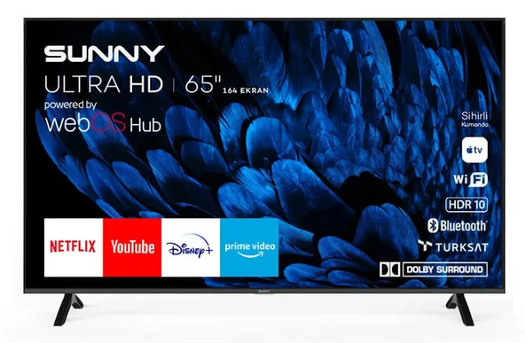Sunny SN65FMN252 Frameless 4K Ultra HD 65" 165 Ekran Uydu Alıcılı webOS Smart LED TV ürün görseli 1