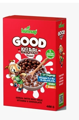 HÜNNAP GOOD 400GR KEÇİ SÜTLÜ ÇİKOLATALI GEVREK  GLUTEN İÇERMEZ ürün görseli 1