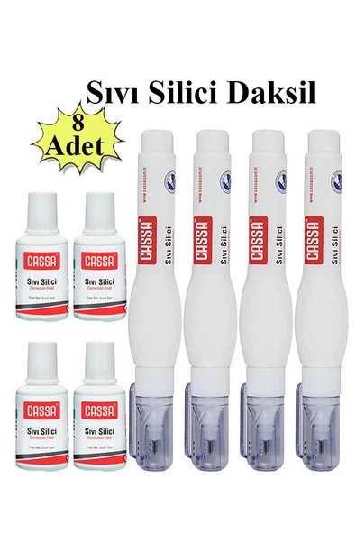 Sıvı Silici Daksil ve Kalem Daksil 8 Adet Cassa Fırçalı Sıvı Düzeltici Daksil Yazı Düzeltici Okul Ofis Büro Fırça Uçlu ürün görseli 1